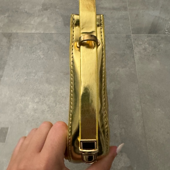 Crocodile Embossed Mini Bag in Gold Metallic - Picture 11 of 12